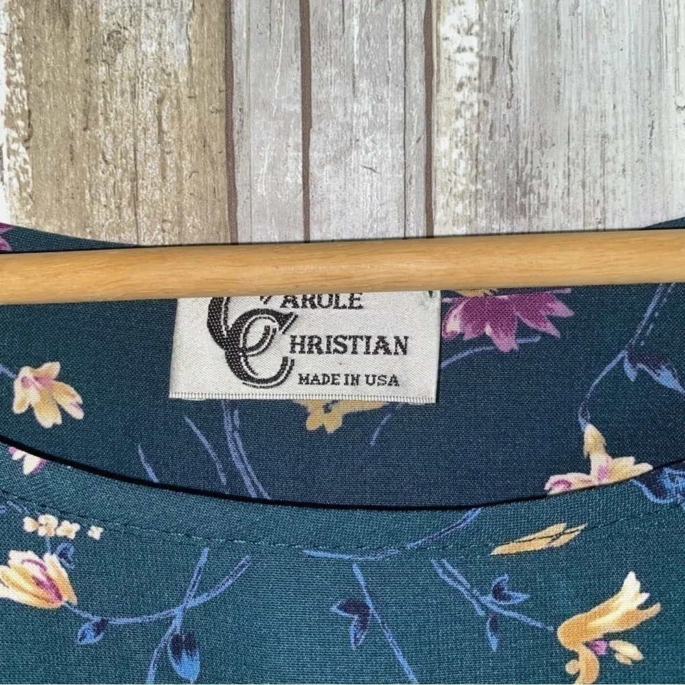 Carole Christian Hunter Green Floral Short Dress